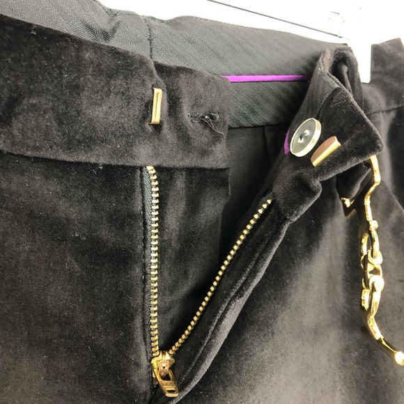 Hale Bob Black Velour Pant with Gold Hardware Sz 6 - Picture 3 of 8